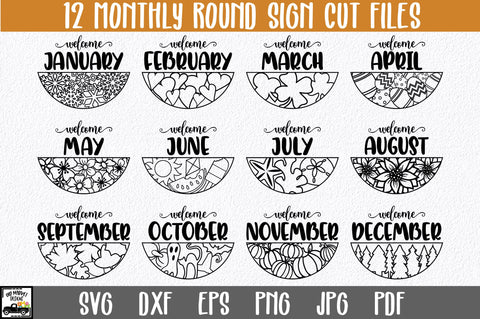 Monthly Round Sign Design Bundle - Door Hanger SVG Bundle SVG Old Market 