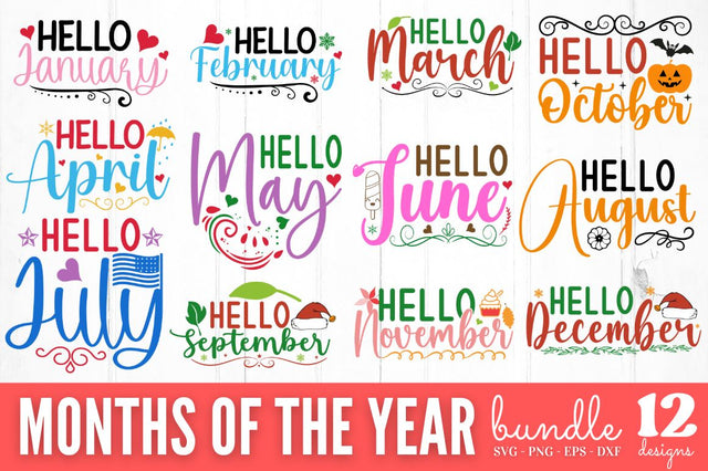 Months of the Year SVG Bundle SVG DESIGNISTIC 