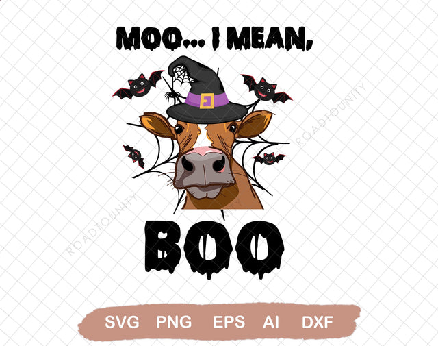 Moo I Mean Boo Png, Funny Cow Halloween Png, Boo Ghost Cow Halloween Png, Boo Png Halloween Sublimation Png SVG DiamondDesign 