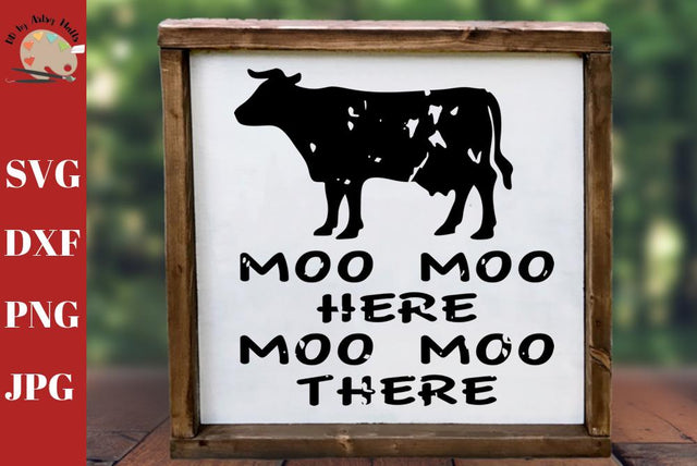 Moo Moo Here Moo Moo There - cow farm decal - farmhouse sign svg dxf SVG The Artsy Spot 
