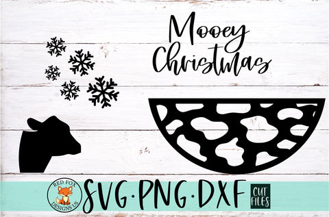 Mooey Christmas | Farmhouse Christmas Front Door Round Sign SVG SVG RedFoxDesignsUS 