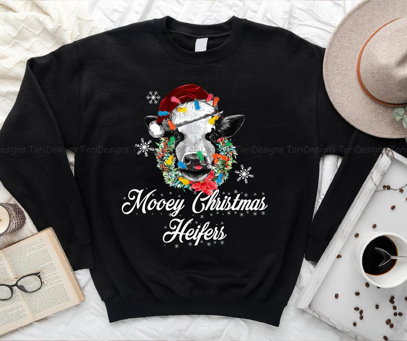 Mooey Christmas Heifers Santa PNG Sublimation Design Sublimation ToriDesigns 