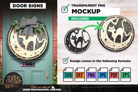 Moon and Cat | Halloween SVG Sign SVG The Vintage Signs Shop 