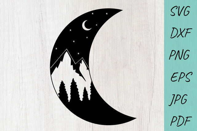 Moon and mountains SVG, Adventure SVG, Camping, Explore SVG SVG Irina Ostapenko 
