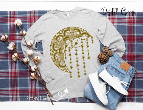 Moon and stars design SVG Digital Gems 