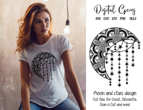 Moon and stars design SVG Digital Gems 