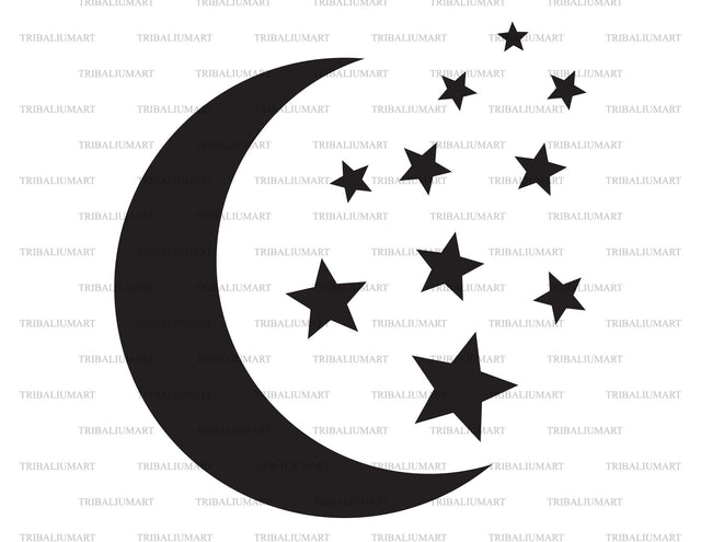 Moon and stars SVG TribaliumArtSF 