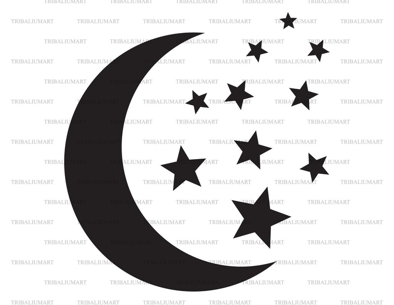 Moon and stars SVG TribaliumArtSF 