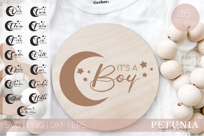 Moon Baby Milestones SVG | Baby Monthly Milestone SVG SVG Petunia Digital Design 