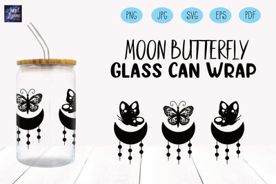 Moon Butterfly Glass Wrap | Mystical Libbey Glass Wrap SVG Angel Lynne Designs 