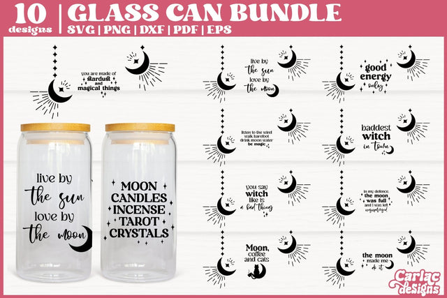 Moon Can Glass Wrap SVG Bundle | Witch Glass Can Wrap svg SVG Carla C Designs 