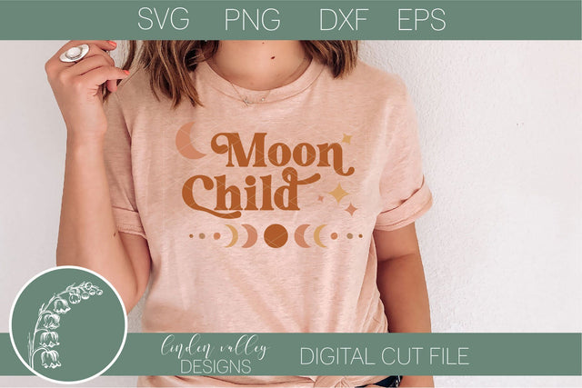 Moon Child Boho SVG|Hippy SVG|Retro|Vintage SVG Linden Valley Designs 