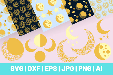 Moon Collection Digital Paper & Vectors SVG TheCrafterDepot 