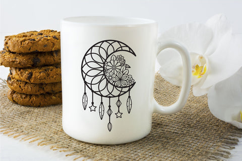 Moon Dream Catcher SVG, Boho SVG, Split Monogram. SVG Elinorka 