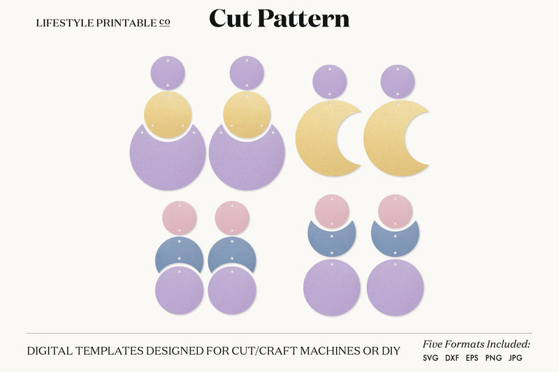 Moon Earring SVG, Faux Leather Earring Templates, Cricut cut file SVG Lifestyle Craft Co 