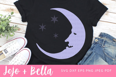 Moon Face Svg, Moon Svg, Mystical SVG, Halloween Svg, Trick or Treat Svg, Svg Files For Cricut, Sublimation Designs Downloads SVG Jojo&Bella 