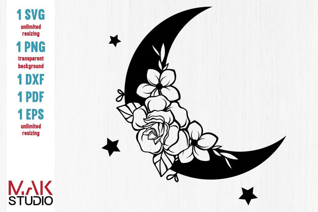 Moon flower svg - Moon flower svg file - Moon floral svg - Moon floral svg file - Moon flower cut file SVG MAKStudion 