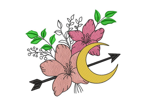 Moon Flowers Arrow Machine Embroidery Design Embroidery/Applique DESIGNS Angie 