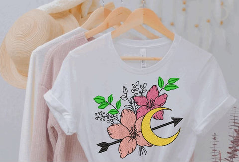Moon Flowers Arrow Machine Embroidery Design Embroidery/Applique DESIGNS Angie 