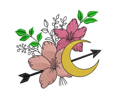 Moon Flowers Arrow Machine Embroidery Design Embroidery/Applique DESIGNS Canada Embroidery 