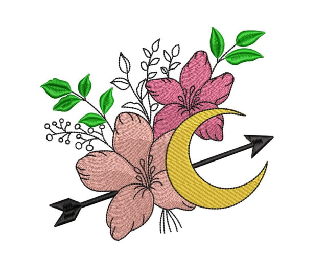 Moon Flowers Arrow Machine Embroidery Design Embroidery/Applique DESIGNS Canada Embroidery 