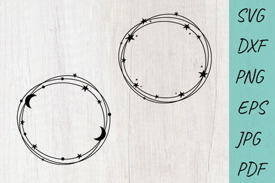 Moon Frame SVG, Monogram Frame SVG Circle with stars SVG Irina Ostapenko 