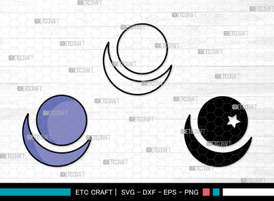 Moon Icons Color, Moon Svg, Half Moon Svg, Moons, Aesthetic Moon, Moon Bundle, Icon Bundle, Svg Cut File, Dxf, Eps, Png, SVG ETC Craft 