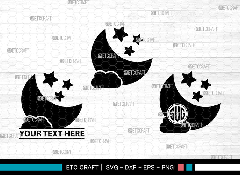 Moon Icons Monogram, Moon Svg, Half Moon Svg, Moons, Aesthetic Moon, Moon Bundle, Icon Monogram, Svg Cut File, Dxf, Eps, Png, SVG ETC Craft 