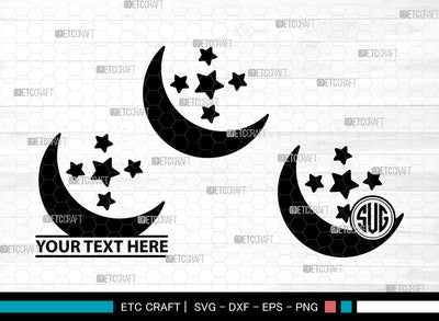 Moon Icons Monogram, Moon Svg, Half Moon Svg, Moons, Aesthetic Moon, Moon Bundle, Icon Monogram, Svg Cut File, Dxf, Eps, Png, SVG ETC Craft 