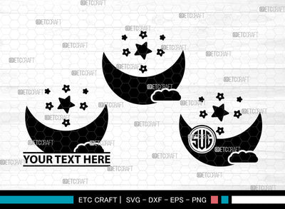 Moon Icons Monogram, Moon Svg, Half Moon Svg, Moons, Aesthetic Moon, Moon Bundle, Icon Monogram, Svg Cut File, Dxf, Eps, Png, SVG ETC Craft 