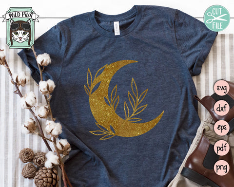 Moon Leaves Bundle svg file, Moon Leaves svg, Moon Floral svg file, Moon Flowers cut file, Moon cut file, Moon svg file, Witchy svg, Sage SVG SVG Wild Pilot 