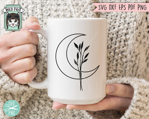 Moon Leaves Bundle svg file, Moon Leaves svg, Moon Floral svg file, Moon Flowers cut file, Moon cut file, Moon svg file, Witchy svg, Sage SVG SVG Wild Pilot 