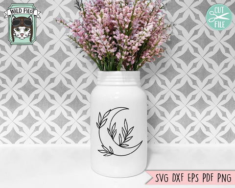 Moon Leaves Bundle svg file, Moon Leaves svg, Moon Floral svg file, Moon Flowers cut file, Moon cut file, Moon svg file, Witchy svg, Sage SVG SVG Wild Pilot 