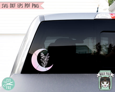 Moon Leaves SVG File, Moon Leaves Cut File, Moon Floral SVG File, Moon Flowers Cut File, Moon SVG File, Moon Cut File, Witchy svg, Sage svg SVG Wild Pilot 