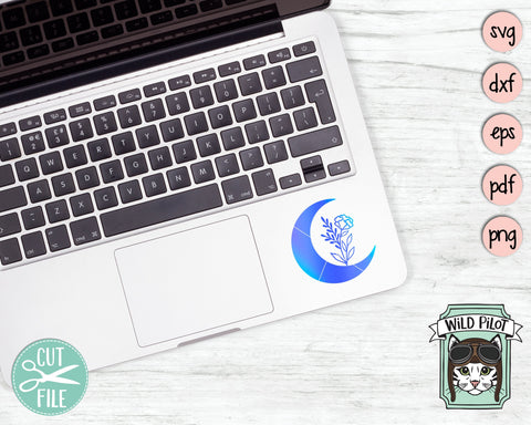 Moon Leaves SVG File, Moon Leaves Cut File, Moon Floral SVG File, Moon Flowers Cut File, Moon SVG File, Moon Cut File, Witchy svg, Sage svg SVG Wild Pilot 