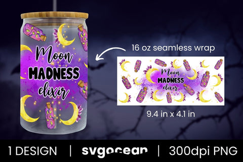 Moon Madness Elixir Can Glass PNG Sublimation SvgOcean 