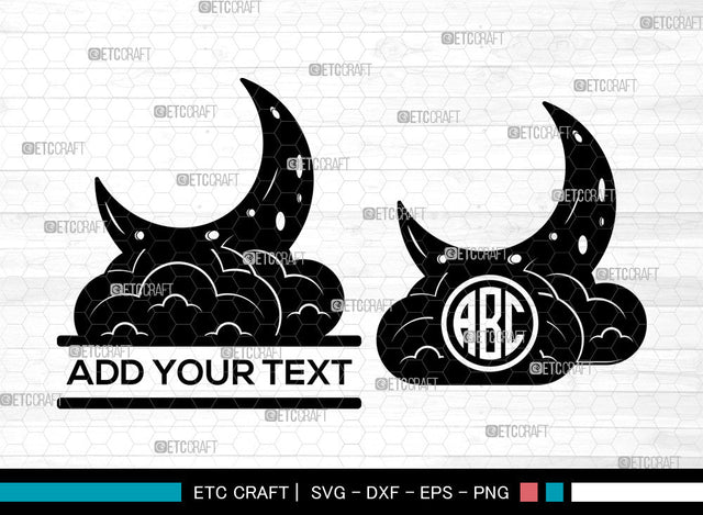 Moon Monogram SVG, Crescent Moon Svg, Half Moon Svg, Star Moon Svg, Split Monogram Svg SVG ETC Craft 