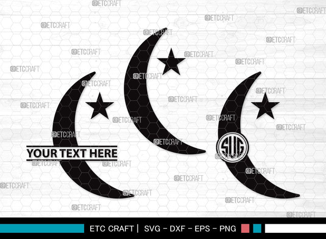 Moon Monogram SVG | Half Moon Svg | Crescent Moon Svg | Star Svg | Moon Clipart SVG ETC Craft 