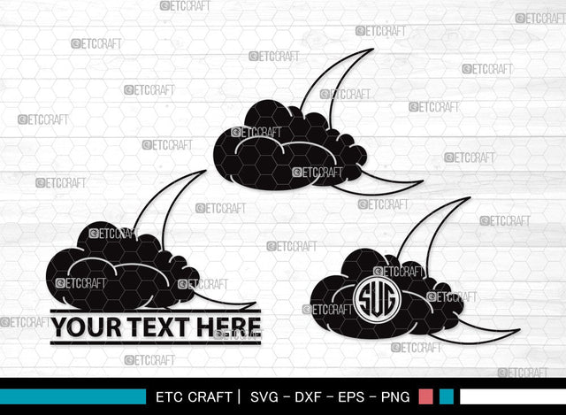 Moon Monogram SVG | Half Moon Svg | Crescent Moon Svg | Star Svg | Moon Clipart SVG ETC Craft 