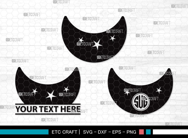 Moon Monogram SVG | Half Moon Svg | Crescent Moon Svg | Star Svg | Moon Clipart SVG ETC Craft 