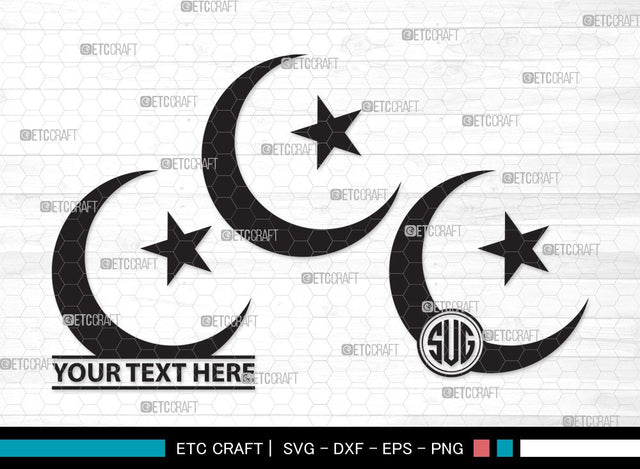 Moon Monogram SVG | Half Moon Svg | Crescent Moon Svg | Star Svg | Moon Clipart SVG ETC Craft 