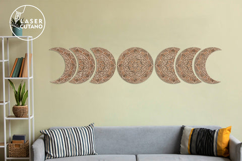 MOON PHASES 3D Multi-Layer Wooden Wall Art Decorative SVG LaserCutano 