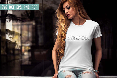 Moon phases SVG | Moon phases with daisies | Floral moon SVG SVG Irina Ostapenko 