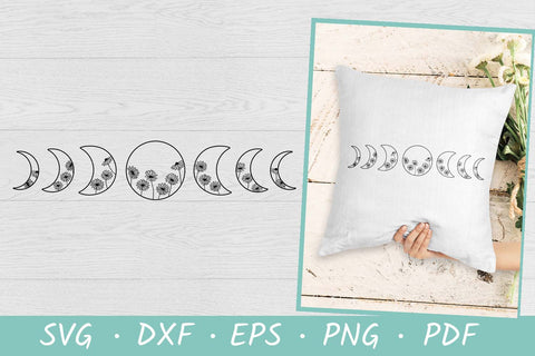 Moon phases SVG | Moon phases with daisies | Floral moon SVG SVG Irina Ostapenko 