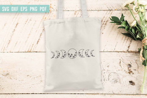 Moon phases SVG | Moon phases with daisies | Floral moon SVG SVG Irina Ostapenko 