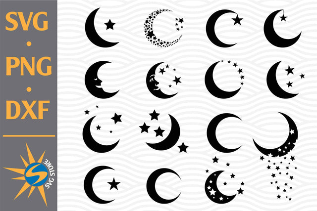 Moon Silhouette SVG, PNG, DXF Digital Files Include SVG SVGStoreShop 