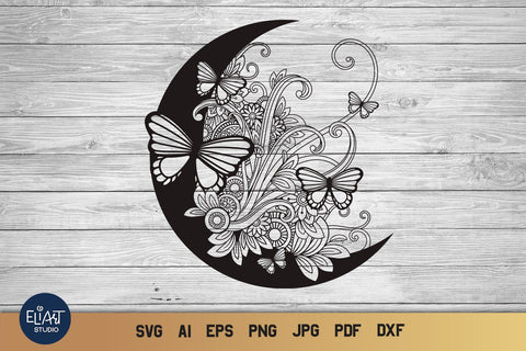 Crescent Moon SVG for Commercial Use, Moon SVG, Cut File, Celestial Png,  Half Moon Shape , Basic Shape, Instant Download, Clipart