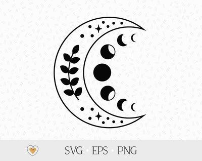 Moon svg, Crescent moon svg, Moon phase svg, Celestial svg SVG Pretty Meerkat 
