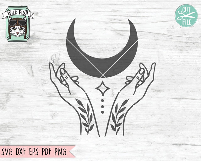 Moon SVG Cut File, Mystical SVG, Witchy Hands SVG, Moon Hands svg, Just A Phase svg, Moon Child svg, Lauren Leaves svg, Stars svg Cut File SVG Wild Pilot 