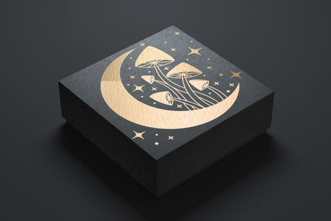 Moon SVG Design, Mystical Moon SVG, Crescent Moon SVG with Stars and Mushrooms. SVG Elinorka 